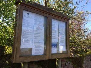 A picture of the parish council noticeboard at the from of our office