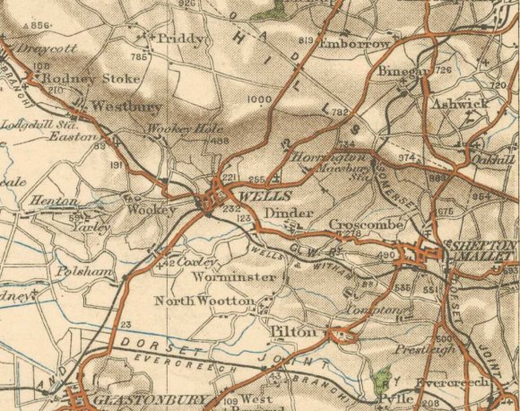 From the Ordnance Survey Office, this revised map was published in 1903., showing the Great Western & Somerset & Dorset Joint Railways. It can be seen on visionofbritain.org.uk